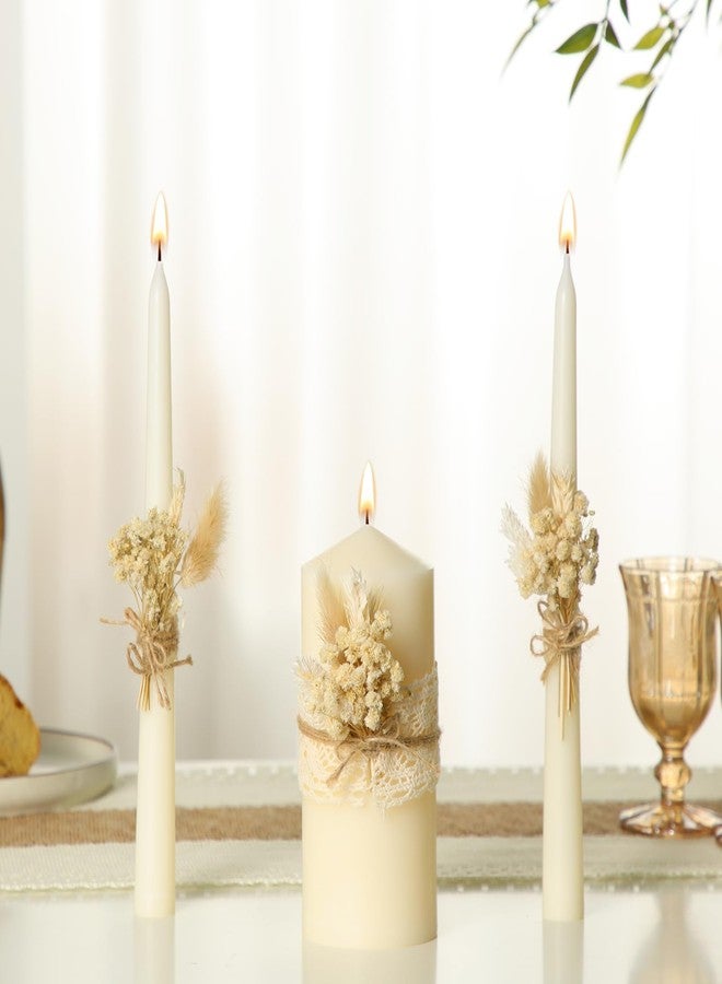 Conelist 3 Pcs Wedding Unity Candles for Wedding Ceremony Gift 6.3" Pillar and 9.8'' Taper Candles Set for Reception and Ceremony Events Decor(Rustic Style) - Image 1
